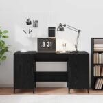 vidaXL Birou cu depozitare Stejar Negru 140 x 50 x 75 cm Lemn compozit GartenMobel Dekor (8004204)