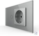 LIVOLO Intrerupator Simplu Cap Scara / Cruce + Priza LIVOLO cu Rama Din Sticla, Standard Italian, 4M SmartElectro IntelligentHouse (VL-FC1S/FCTC-4I)
