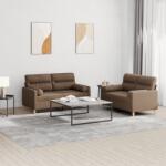 vidaXL Set de canapele cu perne, 2 piese, maro, textil GartenMobel Dekor (3201587) Canapea