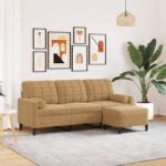 vidaXL Canapea cu 3 locuri si taburet, maro, 180 cm, catifea GartenMobel Dekor (3278274) Canapea