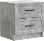 vidaXL Noptiera gri beton cu 2 sertare, din lemn prelucrat, 43 x 34, 5 x 44, 5 cm (895681)
