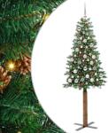 vidaXL Brad de Craciun subtire Verde 180 cm PVC si lemn de PIN masiv GartenMobel Dekor (3394866)