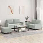 vidaXL Set de canapele cu perne, 3 piese, gri deschis, catifea GartenMobel Dekor (3201506) Canapea