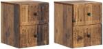 vidaXL Set 2 noptiere suspendate cu 4 sertare, lemn vechi, 33x34, 5x40 cm (897972)