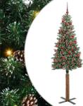 vidaXL Brad de Craciun subtire Verde 180 cm PVC si lemn de PIN masiv GartenMobel Dekor (3394899)