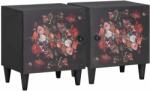vidaXL Noptiera cu usa 2 pcs Negru 40 x 33 x 46 cm Lemn de mango solid GartenMobel Dekor (4018697)