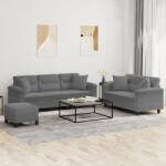 vidaXL Set de canapele cu perne, 3 piese, gri închis, microfibra GartenMobel Dekor (3202358) Canapea