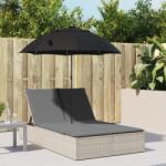 vidaXL Sezlong dublu cu perne/umbrela de soare, gri deschis, poliratan GartenMobel Dekor (368086)