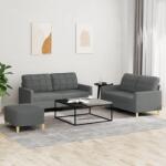 vidaXL Set de canapele cu perne, 3 piese, gri închis, textil GartenMobel Dekor (3201283) Canapea