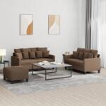 vidaXL Set de canapele cu perne, 3 piese, maro, textil GartenMobel Dekor (3201659) Canapea