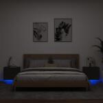 vidaXL Noptiere montate pe perete cu lumini LED, 2 buc. , negru GartenMobel Dekor (836815)