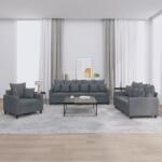 vidaXL Set de canapele cu perne, 3 piese, gri închis, catifea GartenMobel Dekor (3201681) Canapea