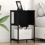 vidaXL Noptiera stejar negru 38x31x61 cm cu raft, din lemn compozit (859450)
