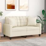 vidaXL Canapea cu 2 locuri cu pernute, crem, 120 cm, piele ecologica GartenMobel Dekor (3200799) Canapea