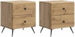 vidaXL Set 2 noptiere stejar artizanal cu 2 sertare, 43 x 34, 5 x 47, 5 cm (895464)