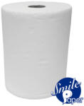Smiley Matic mini tekercses kéztörlő, perforáció nélküli, 16 cm átmérő, 108 méter, 2 rétegű, hófehér, 100% cellulóz, 6 tekercs/zs