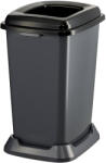 PLANET Szelektív hulladékgyűjtő konténer, műanyag, nyitott fedeles, fekete, 50L