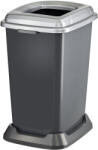 PLANET Szelektív hulladékgyűjtő konténer, műanyag, nyitott fedeles, fém színű, 50L