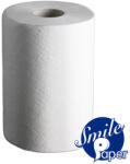 Smiley Advanced mini tekercses kéztörlő, 14 cm átmérő, 60 méter, 2 rétegű, hófehér, 100% cellulóz, 12 tekercs/zsák