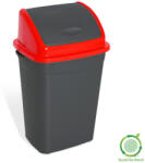 PLANET Billenőfedeles szemetes kuka, műanyag, antracit/piros, 50 L - diamanteclean