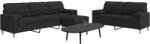 vidaXL Set canapele cu taburet si perne, 3 piese, negru, textil GartenMobel Dekor (3278347) Canapea