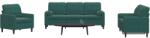 vidaXL Set canapele cu perne/rulouri, 3 piese, verde închis, catifea GartenMobel Dekor (3278373) Canapea