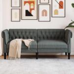 vidaXL Canapea Chesterfield cu 2 locuri, gri închis, material textil GartenMobel Dekor (372548) Canapea