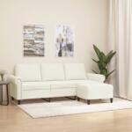 vidaXL Canapea cu 3 locuri si taburet, crem, 180 cm, catifea GartenMobel Dekor (3201223) Canapea