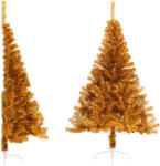 vidaXL Jumatate brad de Craciun cu suport, auriu, 120 cm, PET GartenMobel Dekor (344690)
