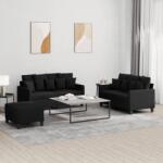 vidaXL Set de canapele cu perne, 3 piese, negru, textil GartenMobel Dekor (3201660) Canapea