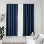 vidaXL Draperii opace aspect in, cu carlige 2 buc. albastru 140x175 cm GartenMobel Dekor (321180)