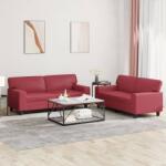vidaXL Set de canapele, 2 piese, rosu vin, piele ecologica GartenMobel Dekor (3201917) Canapea