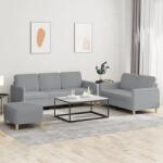 vidaXL Set de canapele cu perne, 3 piese, gri deschis, textil GartenMobel Dekor (3202126) Canapea