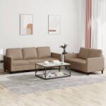 vidaXL Set de canapele cu perne, 2 piese, cappuccino, piele ecologica GartenMobel Dekor (3201764) Canapea