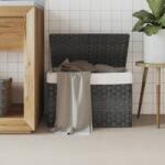 vidaXL Cos de rufe cu capac, gri, 55, 5x35x34 cm, poliratan GartenMobel Dekor (372051)