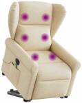 vidaXL Fotoliu electric de masaj rabatabil cu ridicare, crem, textil GartenMobel Dekor (3303412)
