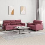 vidaXL Set canapea cu perne, 2 piese, rosu vin, material textil GartenMobel Dekor (3201622) Canapea