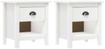vidaXL Noptiere Hill, 2 buc. , 46x35x49, 5 cm, lemn masiv de pin GartenMobel Dekor (288968)