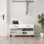 vidaXL Bancheta pantofar, alb extralucios, 102x35x55 cm, lemn compozit GartenMobel Dekor (829766) Pantofar