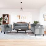 vidaXL Canapea pentru living 3 pcs Gri deschis 201, 5 x 74, 5 x 74, 5 cm GartenMobel Dekor (3385858) Canapea