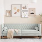 vidaXL Canapea Chesterfield cu pernute/3 locuri, gri deschis, catifea GartenMobel Dekor (372693) Canapea