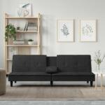 vidaXL Canapea extensibila cu suporturi de pahare, negru, catifea GartenMobel Dekor (351924) Canapea