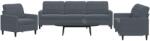 vidaXL Set de canapele cu perne, 3 piese, gri închis, catifea GartenMobel Dekor (3278432) Canapea