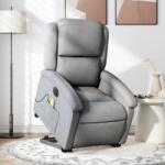 vidaXL Fotoliu electric masaj rabatabil cu ridicare, gri închis textil GartenMobel Dekor (3204200)
