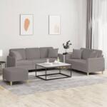 vidaXL Set de canapele cu perne, 3 piese, gri taupe, textil GartenMobel Dekor (3202149) Canapea