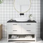 vidaXL Blat de baie, gri închis, 120x60x(2-4) cm, lemn masiv tratat GartenMobel Dekor (3156239)