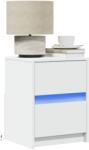 vidaXL Noptiere cu lumini LED, 2 buc. , alb, lemn prelucrat GartenMobel Dekor (852034)