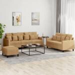 vidaXL Set de canapele cu perne, 3 piese, maro, catifea GartenMobel Dekor (3201737) Canapea