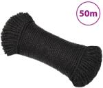 vidaXL Franghie de lucru, negru, 8 mm, 50 m, polipropilena GartenMobel Dekor (153007)