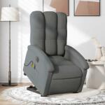 vidaXL Fotoliu electric masaj rabatabil cu ridicare, gri închis textil GartenMobel Dekor (3204129)